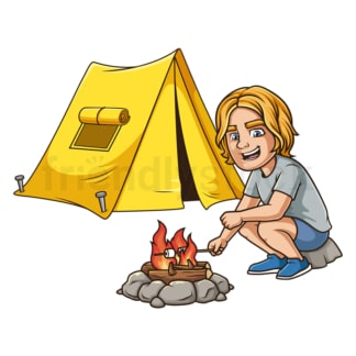 Cartoon man camping. PNG - JPG and vector EPS (infinitely scalable).