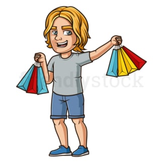 Cartoon man holding shopping bags. PNG - JPG and vector EPS (infinitely scalable).