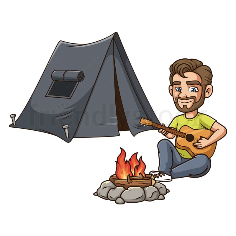 Dude Camping Cartoon Clipart Vector Graphic FriendlyStock
