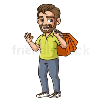 Happy man shopping. PNG - JPG and vector EPS (infinitely scalable).