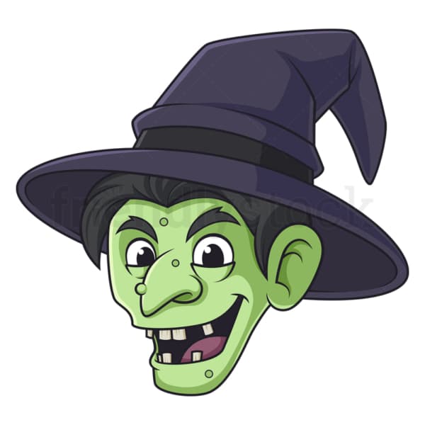 Cartoon evil witch head. PNG - JPG and vector EPS file formats (infinitely scalable). Image isolated on transparent background.