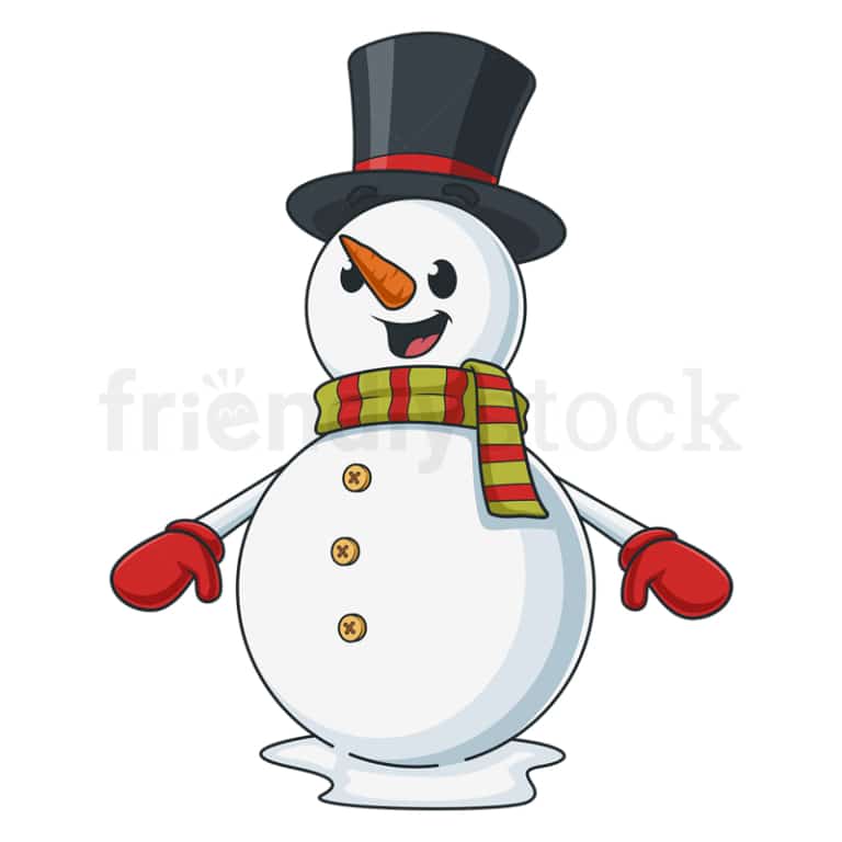 Cartoon Snowman Happy Excited Vector Clip Art Illustration FriendlyStock