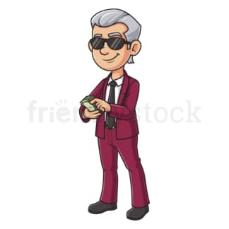 Rich man counting cash. PNG - JPG and vector EPS (infinitely scalable).