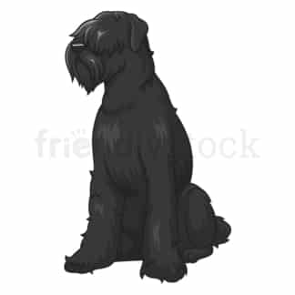 Obedient black russian terrier sitting. PNG - JPG and vector EPS (infinitely scalable).