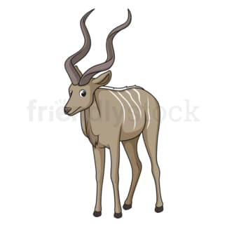 Cartoon greater kudu. PNG - JPG and vector EPS file formats (infinitely scalable). Image isolated on transparent background.
