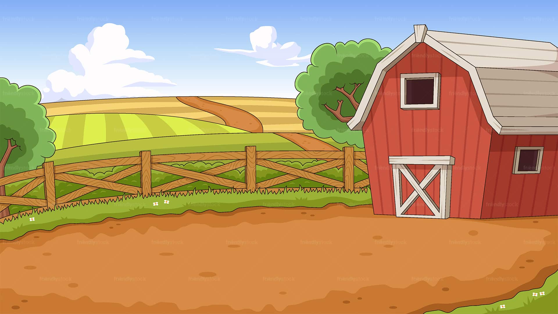 71 Barn Backyard Cartoon Background Vector Clipart 