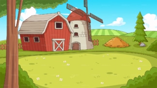 Farm barn and windmill cartoon background. PNG - JPG and vector EPS file formats (infinitely scalable). Image isolated on transparent background.