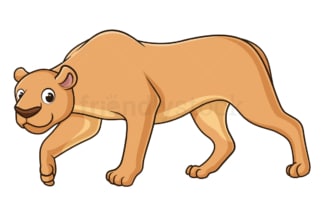 Cartoon lioness ready to hunt. PNG - JPG and vector EPS file formats (infinitely scalable). Image isolated on transparent background.