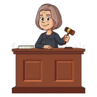 Cartoon judge holding gavel. PNG - JPG and vector EPS file formats (infinitely scalable). Image isolated on transparent background.