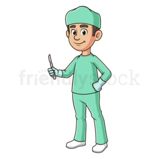 Cartoon surgeon in scrubs. PNG - JPG and vector EPS file formats (infinitely scalable). Image isolated on transparent background.