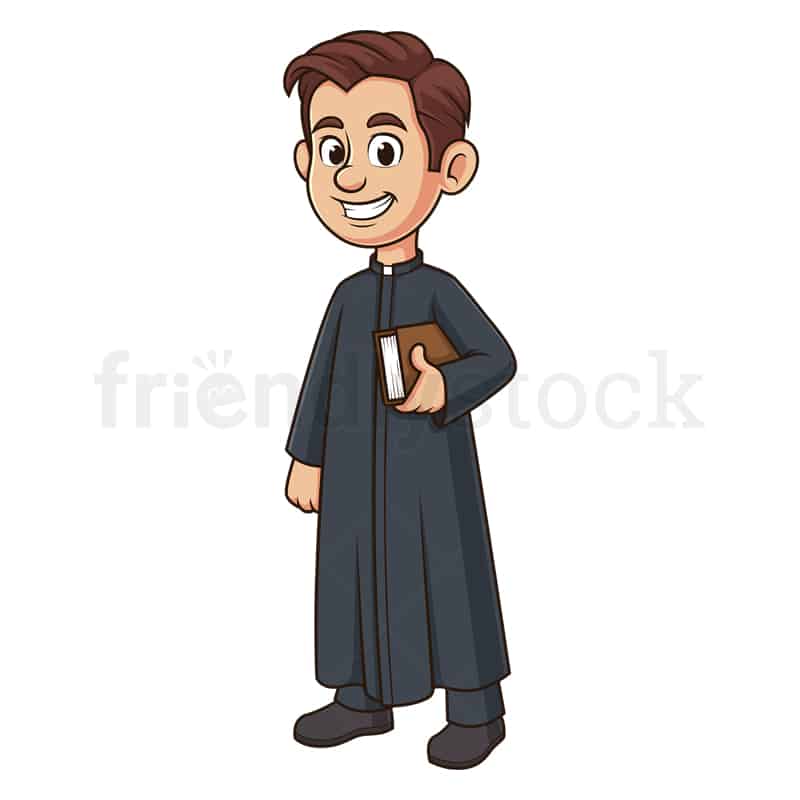Cartoon Catholic Priest Vector Clipart Graphic Friendlystock