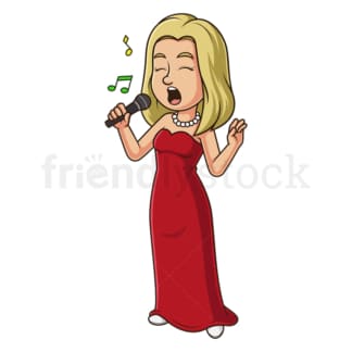 Cartoon female singer. PNG - JPG and vector EPS file formats (infinitely scalable). Image isolated on transparent background.