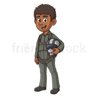 Cartoon black fighter pilot. PNG - JPG and vector EPS file formats (infinitely scalable). Image isolated on transparent background.