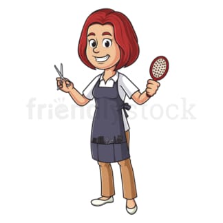 Cartoon hairdresser holding comb and scissors. PNG - JPG and vector EPS file formats (infinitely scalable). Image isolated on transparent background.