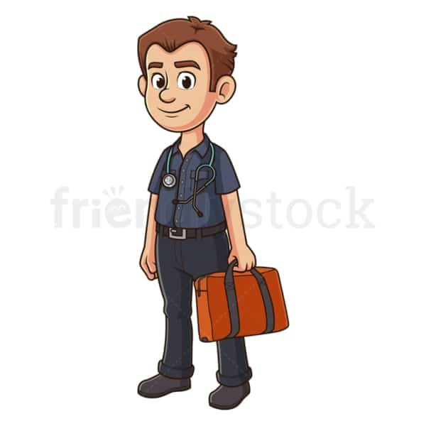 Cartoon paramedic with stethoscope. PNG - JPG and vector EPS file formats (infinitely scalable). Image isolated on transparent background.