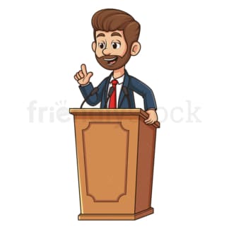 Cartoon politician giving a speech. PNG - JPG and vector EPS file formats (infinitely scalable). Image isolated on transparent background.