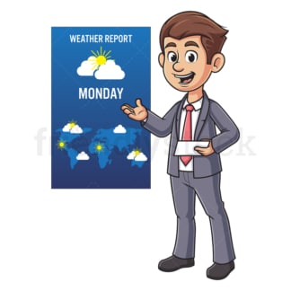 Cartoon weather reporter. PNG - JPG and vector EPS file formats (infinitely scalable). Image isolated on transparent background.