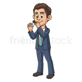 Cartoon jeweler examining a diamond. PNG - JPG and vector EPS file formats (infinitely scalable). Image isolated on transparent background.