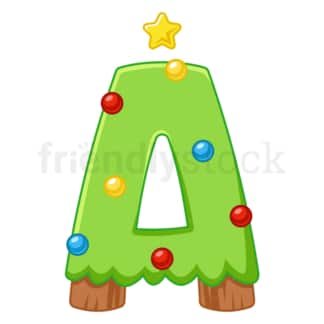 Cartoon christmas capital letter a. PNG - JPG and vector EPS file formats (infinitely scalable). Image isolated on transparent background.