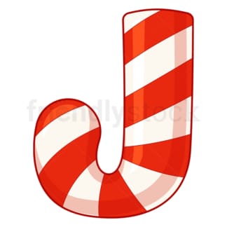 Cartoon christmas capital letter j. PNG - JPG and vector EPS file formats (infinitely scalable). Image isolated on transparent background.