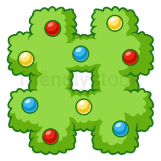 Cartoon christmas hash number sign. PNG - JPG and vector EPS file formats (infinitely scalable). Image isolated on transparent background.