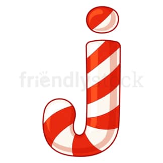 Cartoon christmas lowercase letter j. PNG - JPG and vector EPS file formats (infinitely scalable). Image isolated on transparent background.