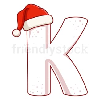 Cartoon christmas capital letter k. PNG - JPG and vector EPS file formats (infinitely scalable). Image isolated on transparent background.