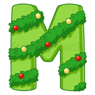 Cartoon christmas capital letter m. PNG - JPG and vector EPS file formats (infinitely scalable). Image isolated on transparent background.