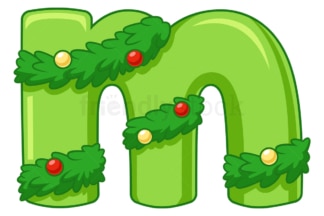 Cartoon christmas lowercase letter m. PNG - JPG and vector EPS file formats (infinitely scalable). Image isolated on transparent background.