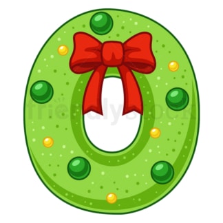 Cartoon christmas lowercase letter o. PNG - JPG and vector EPS file formats (infinitely scalable). Image isolated on transparent background.