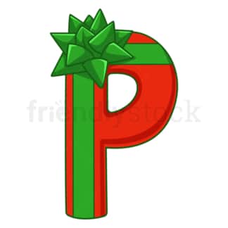 Cartoon christmas lowercase letter p. PNG - JPG and vector EPS file formats (infinitely scalable). Image isolated on transparent background.
