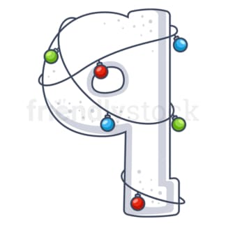 Cartoon christmas lowercase letter q. PNG - JPG and vector EPS file formats (infinitely scalable). Image isolated on transparent background.