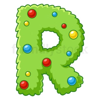 Cartoon christmas capital letter r. PNG - JPG and vector EPS file formats (infinitely scalable). Image isolated on transparent background.