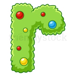 Cartoon christmas lowercase letter r. PNG - JPG and vector EPS file formats (infinitely scalable). Image isolated on transparent background.
