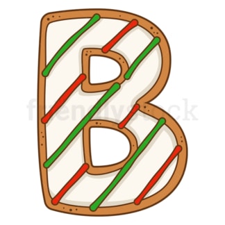 Cartoon christmas capital letter b. PNG - JPG and vector EPS file formats (infinitely scalable). Image isolated on transparent background.