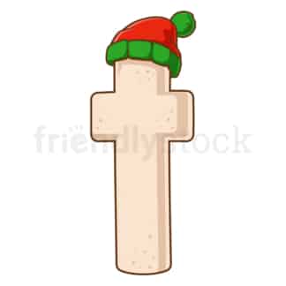 Cartoon christmas lowercase letter t. PNG - JPG and vector EPS file formats (infinitely scalable). Image isolated on transparent background.