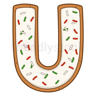 Cartoon christmas lowercase letter u. PNG - JPG and vector EPS file formats (infinitely scalable). Image isolated on transparent background.