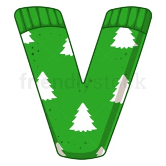 Cartoon christmas capital letter v. PNG - JPG and vector EPS file formats (infinitely scalable). Image isolated on transparent background.