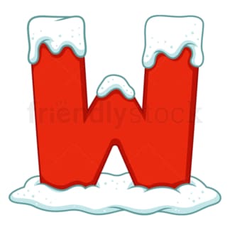 Cartoon christmas capital letter w. PNG - JPG and vector EPS file formats (infinitely scalable). Image isolated on transparent background.