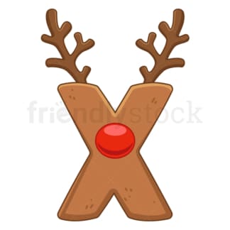 Cartoon christmas capital letter x. PNG - JPG and vector EPS file formats (infinitely scalable). Image isolated on transparent background.