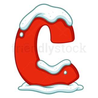 Cartoon christmas lowercase letter c. PNG - JPG and vector EPS file formats (infinitely scalable). Image isolated on transparent background.