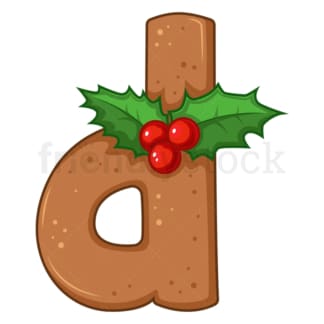 Cartoon christmas lowercase letter d. PNG - JPG and vector EPS file formats (infinitely scalable). Image isolated on transparent background.