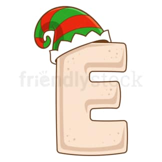 Cartoon christmas capital letter e. PNG - JPG and vector EPS file formats (infinitely scalable). Image isolated on transparent background.