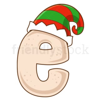 Cartoon christmas lowercase letter e. PNG - JPG and vector EPS file formats (infinitely scalable). Image isolated on transparent background.
