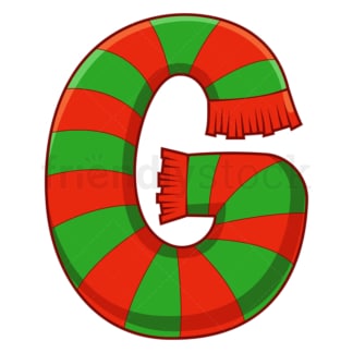 Cartoon christmas capital letter g. PNG - JPG and vector EPS file formats (infinitely scalable). Image isolated on transparent background.