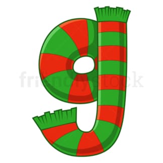 Cartoon christmas lowercase letter g. PNG - JPG and vector EPS file formats (infinitely scalable). Image isolated on transparent background.