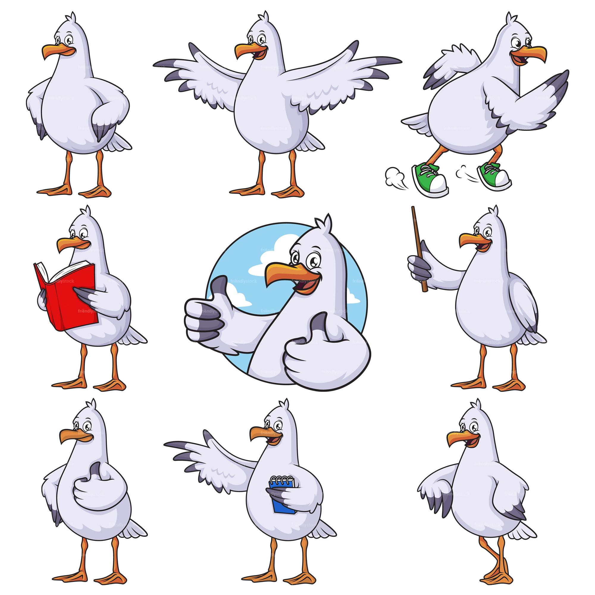 Cute seagulls. PNG - JPG and infinitely scalable vector EPS - on white or transparent background.
