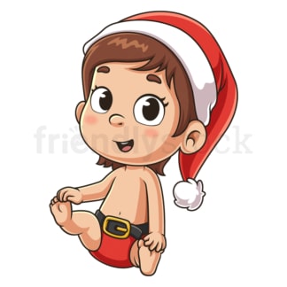 Cartoon little girl santa claus. PNG - JPG and vector EPS (infinitely scalable).