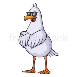 Cartoon seagull with sunglasses. PNG - JPG and vector EPS (infinitely scalable).
