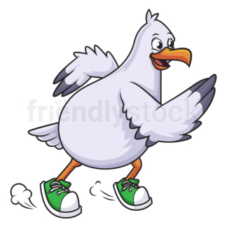 Cartoon seagull running. PNG - JPG and vector EPS (infinitely scalable).